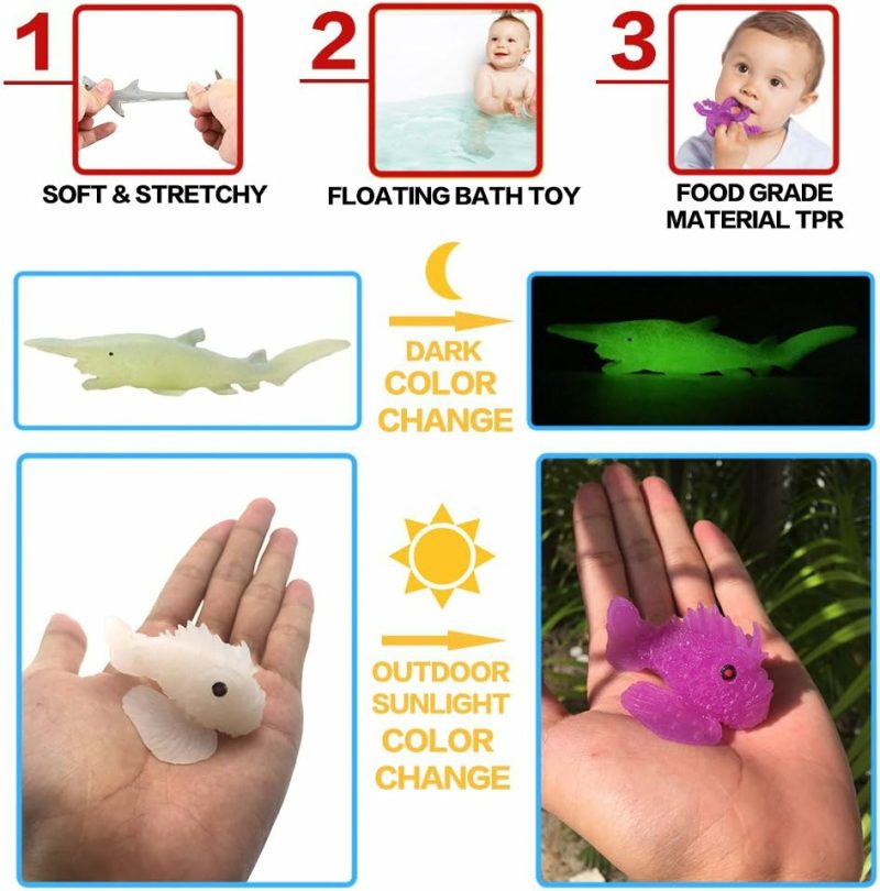 Giocattoli da bagno | 18 Pack Mista Animali Marini  Gioco di Gomma Elastica e Flottante  Set di Animali Marini da Gioco  Figure di Vita Sott’Acqua Mini Realistiche per Bagno da Bambino Vasca da Bagno  Toys da Pesce Squalo Polpo in Bulk per Festa dei Bambini