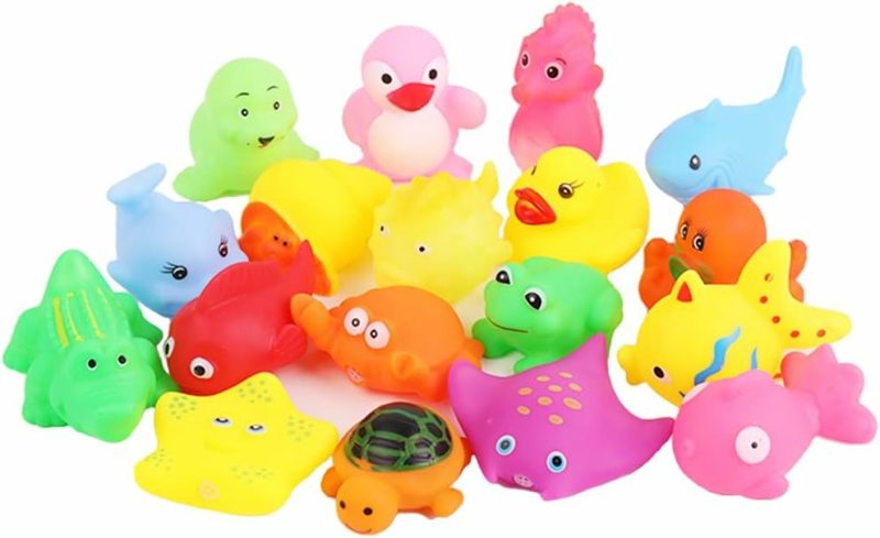 Giocattoli da bagno | 18 Pcs Set Gioco Bagno Pre-Scolare per Bambini 1-3 2-4  Animali Marini Carini di Gomma  Gioco di Gomma Animaletto per Neonati 6-12 Mesi  Gioco Bagno per Bambino di 1 Anno, Gioco Flottante per Piscina per Bambini Decorazione Festa