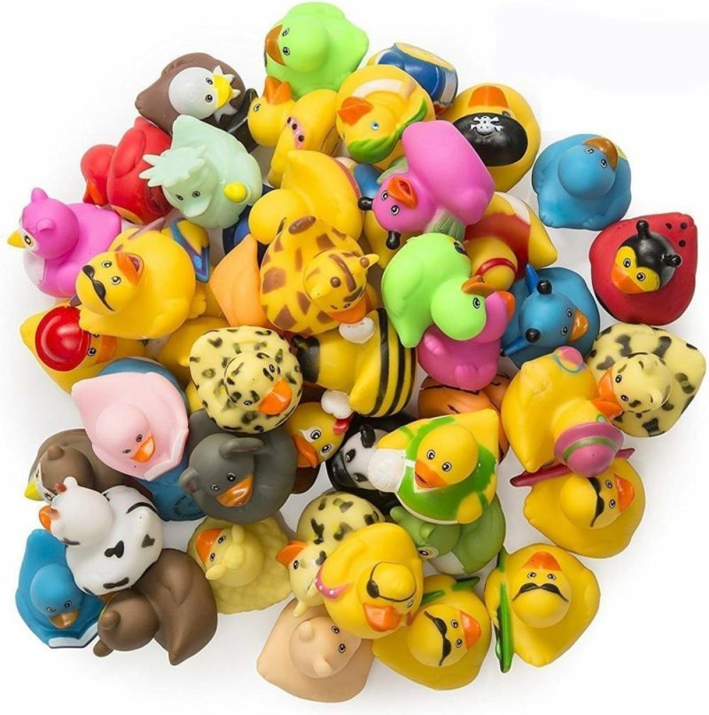 Giocattoli da bagno | 2 Pollici Anelli di Gomma Misto in Bulk – Pacco da 50 – Giocattoli di Anatre per Bambini – Gioco Sensoriale – Rilascio dello Stress – Regali di Natale – Premi per la Classe – Compimento di Pinata – Favori per la Festa