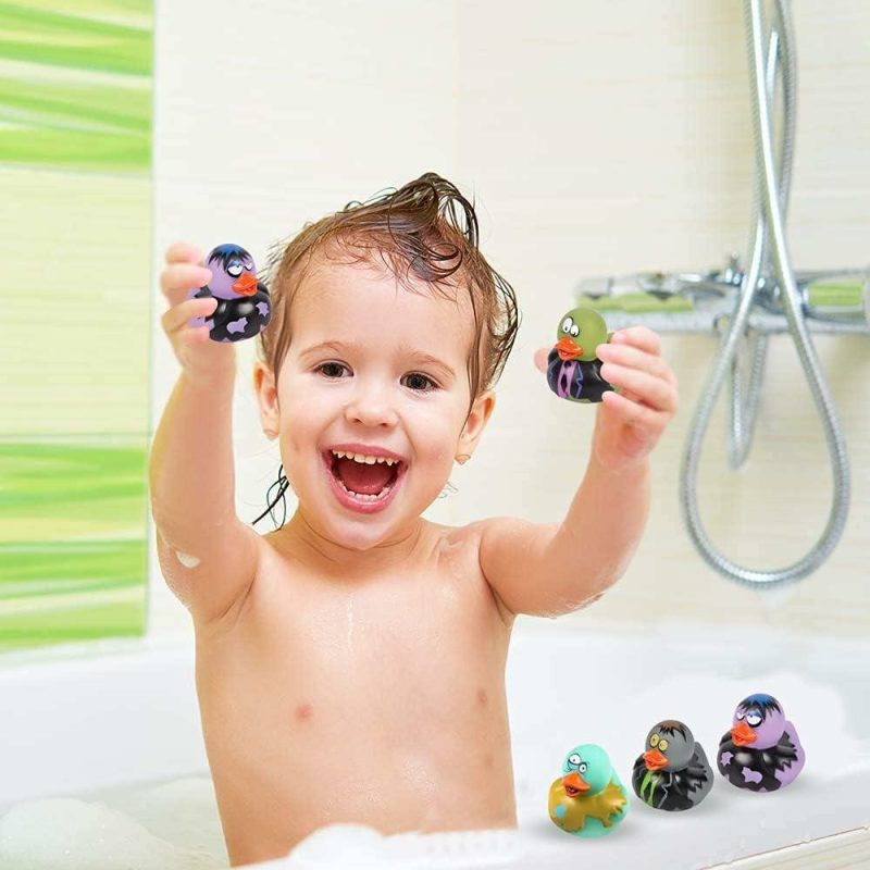 Giocattoli da bagno | 2 Pollici Zombi Gommoni per Bambini – Confezione da 12 – Vari Design e Colori – Suppellettili per Carnevale – Filler per Sacchetti di Regali – Favori per Feste – Giocattoli da Bagno Tematici di Ognissanti