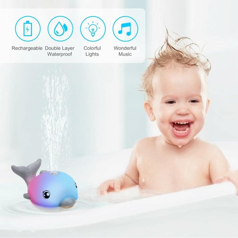 Giocattoli da bagno | 2024 Giocattoli da Bagno Aggiornati, Giocattoli da Bagno per Bambini Ricaricabili, Giocattoli da Bagno con Spruzzo Acqua, Luci Musicali da Bagno, 6-12 12-18 Mesi, Giocattoli da Bagno a Spruzzo, Piscina da Bagno, Giocattoli per Bambini da 1 a 3 2-4 Anni, Uomini e Donne Bambini Bambine – Grigio