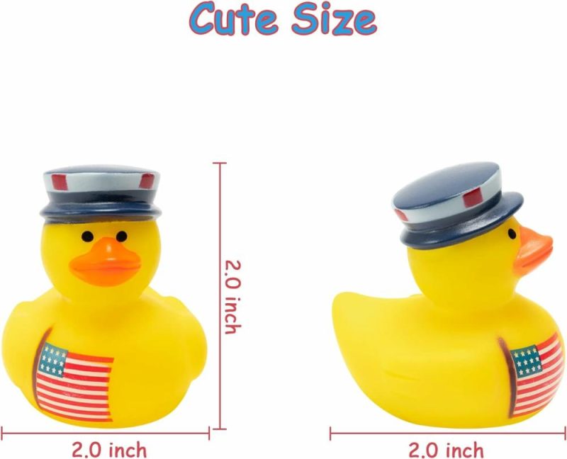 Giocattoli da bagno | 20Pcs Pinguini Patriottici di Gomma Giochi di Novità Umoristici Squeeze Anatre Forniture di Decorazione Festiva Patriottica Party Supplies Rosso Blu Bianco Piscina di Bagno Pinguini Giochi Bagno Ducky Bagno di Nascita Filler Sacchetto di Buoni Scuola