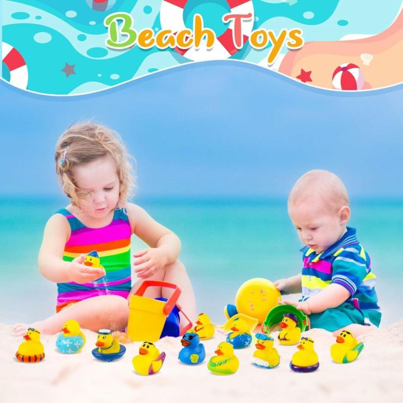 Giocattoli da bagno | 24 Pack Summer Gommoni di Gomma Cuccioli di Anatra Jeep, Anatre da Bagno per Spiaggia, Giocattoli di Acqua da Bagno e Piscina, Regali di Compleanno, Premi per la Classe dei Bambini, Favori per la Festa di Vacanza Estiva