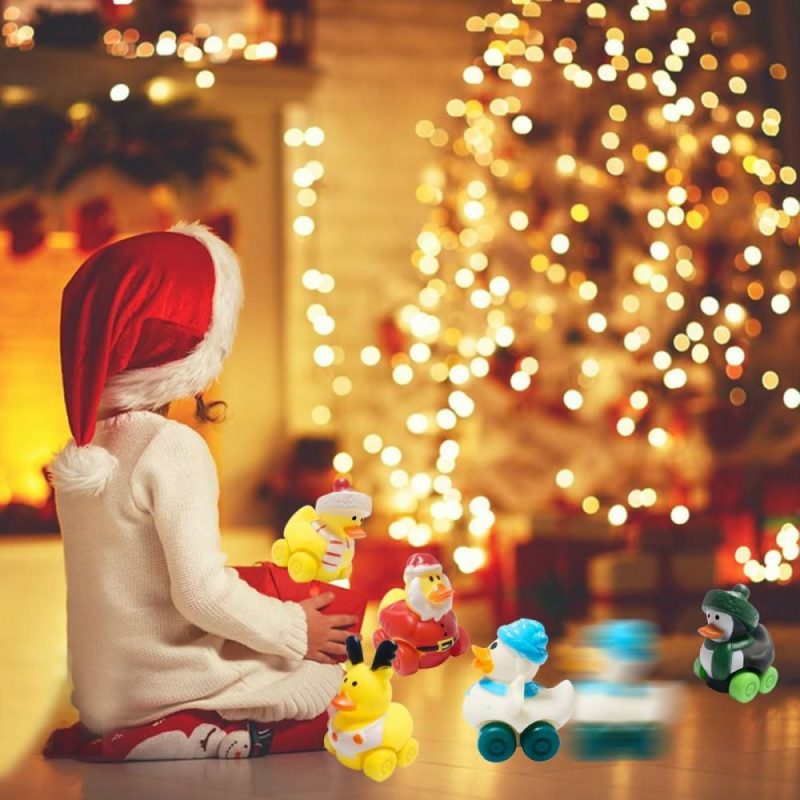 Giocattoli da bagno | 24 Pcs Christmas Gommoni di Gomma Automobili Gioco Gommoni Morbidi Veicoli per Bambini Ragazzi Ragazze Favors per la Festa di Natale Scambio di Regali Calzini di Natale (Natale)