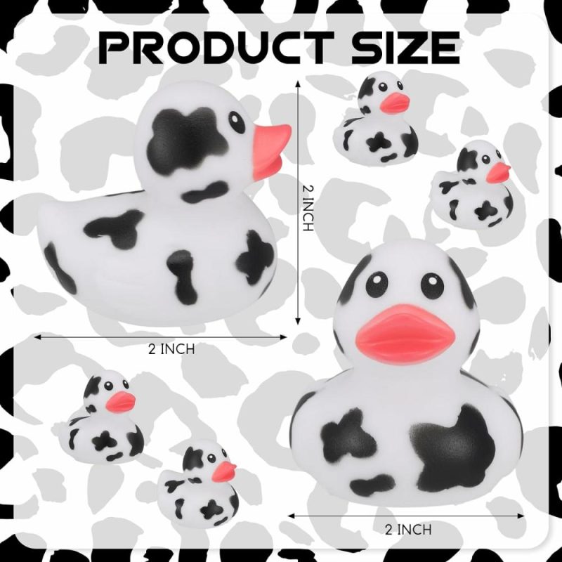 Giocattoli da bagno | 24 Pcs Mini Coccodrilli di Gomma Cows Duck, Set da 24 Pezzi, Coccodrilli di Gomma da Bagno per Bambini, Tema Cows, Gioco da Bagno, Accessori per Partenza della Bambina, Compleanno, Favors per la Festa in Bagno, Decorazioni per la Piscina (Nero)