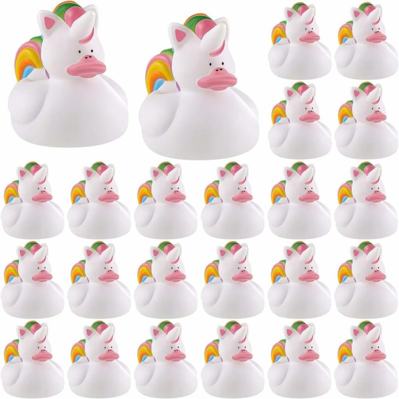 Giocattoli da bagno | 24 Pcs Unicornini Gommosi Mini Gommosi da Bagno Piccoli Uccelli Arcobaleno da Gioco per Bambine Bambini Festa di Compleanno Partita in Piscina Favori