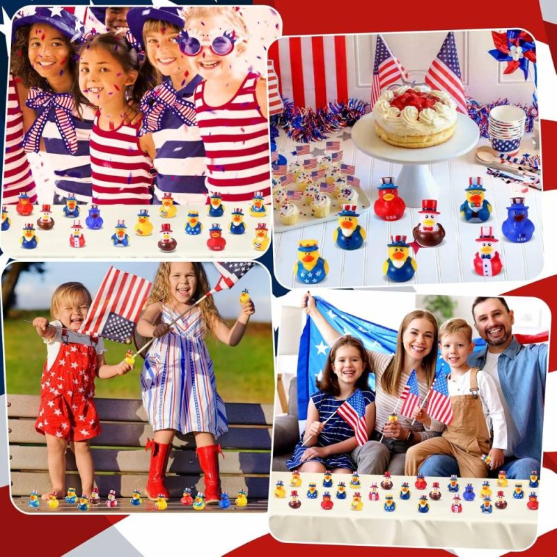 Giocattoli da bagno | 24Pcs Pannocchie di Gomma Patriottiche 4th of July, Pannocchie di Gomma in Bulk per Favors di Festa del 4th of July, Pannocchie Minie per Navi da Crociera, Regali per Battesimi, Giochi da Bagno per Bambini, Favors per Feste di Compleanno