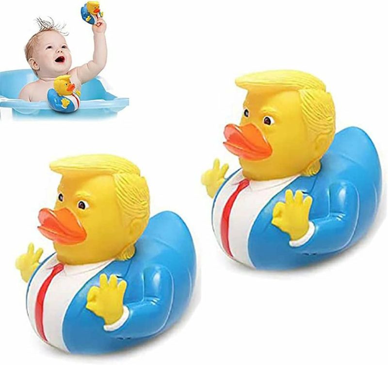 Giocattoli da bagno | 2Pcs Trump Anatre Squeak Bagno Anatre Bagno Bambini Gioco Anatra Gomma Regalo Divertente per Bambini