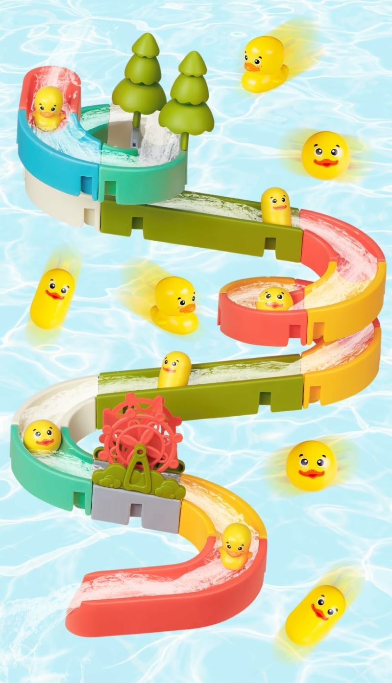 Giocattoli da bagno | 38 Pcs Duck Slide Toys – Giocattoli da Bagno per Bambini 4-8 Anni – Kit di Costruzione Fai Da Te per Bambini 5-7 Anni – Regali per il Compleanno del Bagnetto per Bambini 3+ Anni