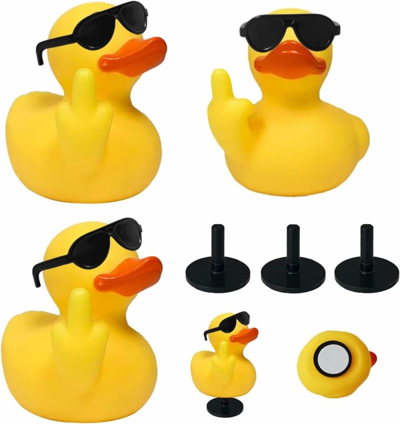 Giocattoli da bagno | 3Pcs Middle Finger Duck, Unici Anatre di Gomma, Anatre di Gomma Jeep con Occhiali da Sole, Decorazione per Bagno, Console Auto, Accessorio Domestico, Regalo Creativo…