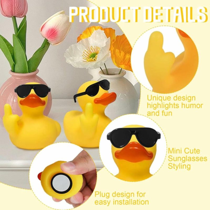 Giocattoli da bagno | 3Pcs Middle Finger Duck, Unici Anatre di Gomma, Anatre di Gomma Jeep con Occhiali da Sole, Decorazione per Bagno, Console Auto, Accessorio Domestico, Regalo Creativo…