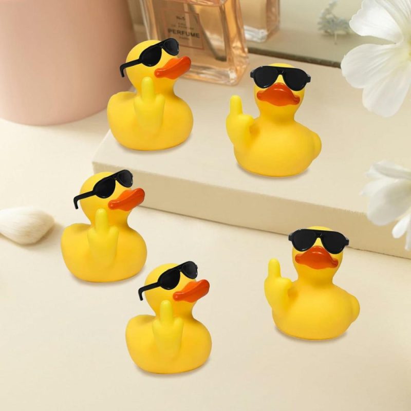 Giocattoli da bagno | 3Pcs Middle Finger Duck, Unici Anatre di Gomma, Anatre di Gomma Jeep con Occhiali da Sole, Decorazione per Bagno, Console Auto, Accessorio Domestico, Regalo Creativo…