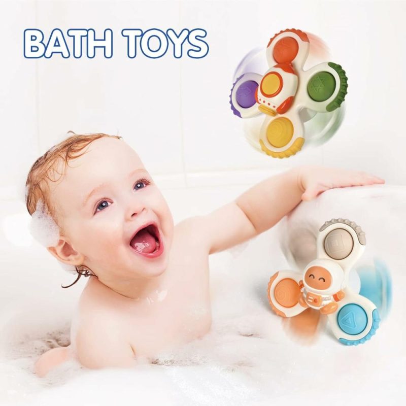 Giocattoli da bagno | 3Pcs Pop Up Suction Cup Spinner Toys For 1 Year Old Boy Girl | Novità Spinning Tops Giocattoli Bambino Bambina 1-2 Anni | Giocattoli da Bagno Sensibili per Bambini 1-3 Anni | Regalo di Compleanno per Bambino di 6, 12, 18 Mesi