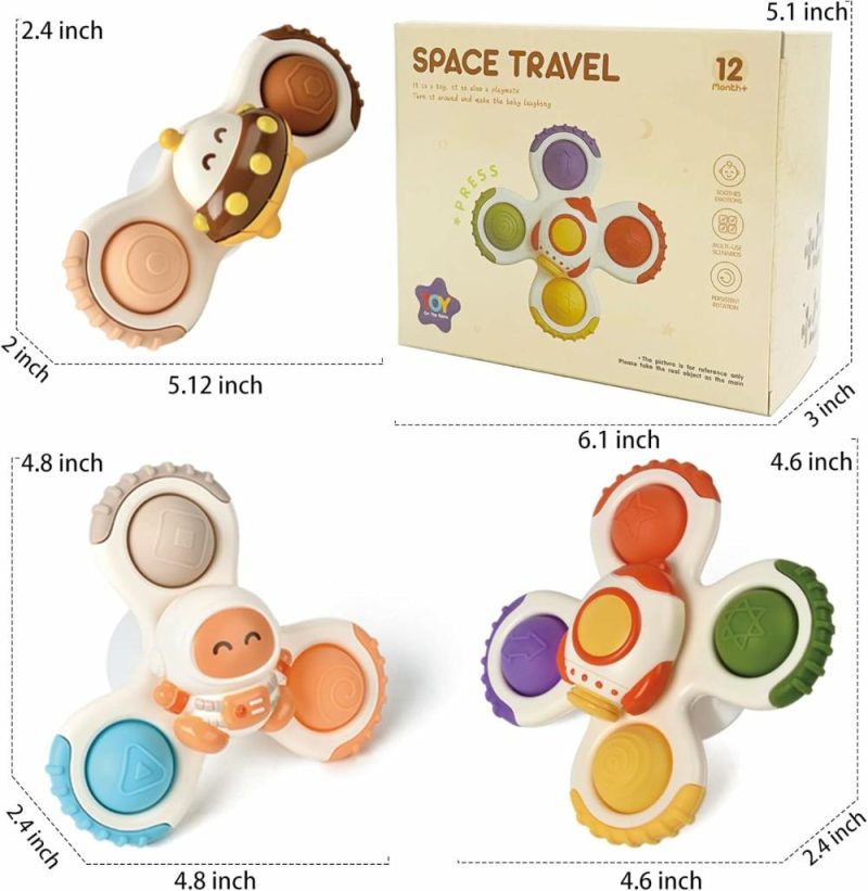 Giocattoli da bagno | 3Pcs Pop Up Suction Cup Spinner Toys For 1 Year Old Boy Girl | Novità Spinning Tops Giocattoli Bambino Bambina 1-2 Anni | Giocattoli da Bagno Sensibili per Bambini 1-3 Anni | Regalo di Compleanno per Bambino di 6, 12, 18 Mesi