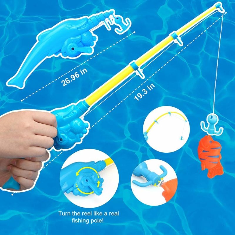 Giocattoli da bagno | 4-Player Magnetic Fishing Game For Kids 3-5 – Kids Fishing Pole – Toddler Fishing Pole – Magnetic Fishing Toy – Toddler Bath Toys For Kids – Kids Fishing Rod – Summer Pool Water Fish Toys For Kids