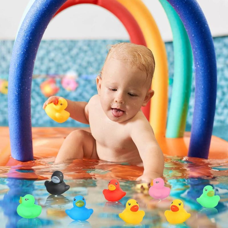 Giocattoli da bagno | 400 Pcs Mini Gommoni di Gomma  Gocciolano Piccoli Gommoni di Gomma per la Festa di Battesimo  Piccoli Gommoni di Gomma  Gioco da Bagno per Bambini di Preschool Gommo di Festa Decorazione Divertente Squeak Piccolo Gommo Piscina Gioco(Multi Colori 1.57 X 1.57 X 1.18 Pollici)