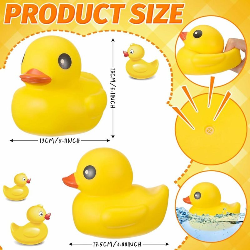 Giocattoli da bagno | 6.89 Pollici Gigante Animaletto di Gomma Animaletto di Gomma Grande Gioco da Bagno con Suono di Fischietto Per Baby Shower Compleanno Partito Favor Regalo (Giallo)