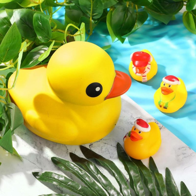 Giocattoli da bagno | 6.89 Pollici Gigante Animaletto di Gomma Animaletto di Gomma Grande Gioco da Bagno con Suono di Fischietto Per Baby Shower Compleanno Partito Favor Regalo (Giallo)