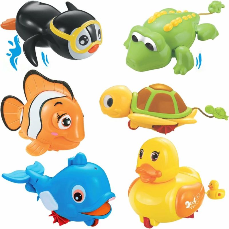 Giocattoli da bagno | 6 Pcs Bagnetto Giocattoli a Rullo per Bambini – Animali Marini per il Bagno con Motore a Rullo