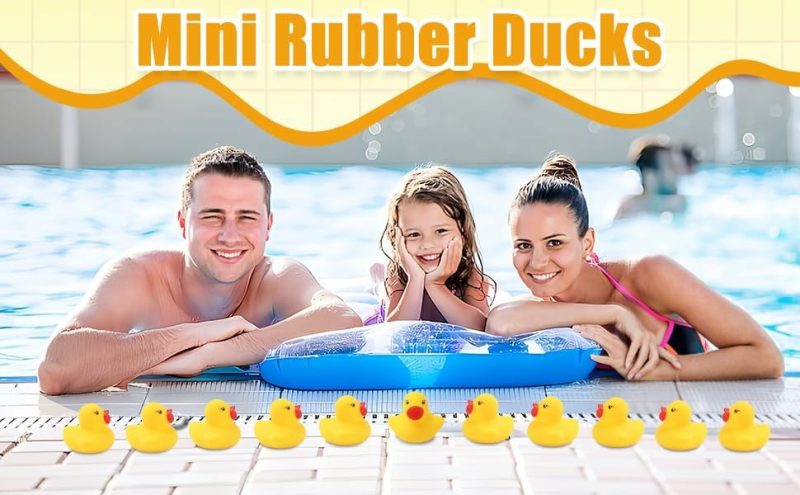 Giocattoli da bagno | 60Pcs Anatre di Gomma – Giochi da Bagno – Giochi da Piscina – Mini Anatre in Bulk per Bambini Decorazioni per la Festa della Nascita Favori Regalo per la Classe Attività Estate Piscina Carnevale Gioco (Giallo)