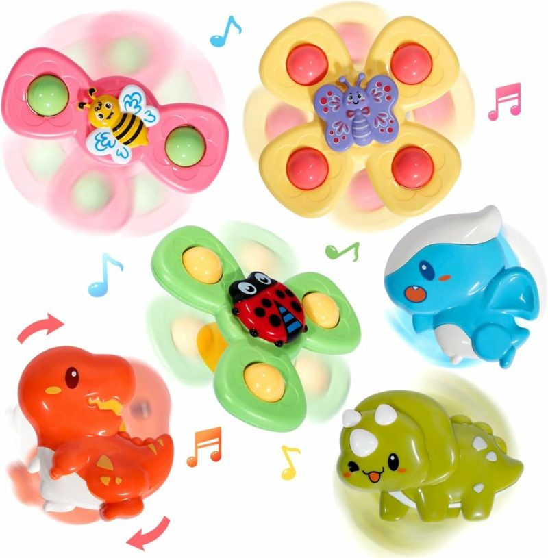 Giocattoli da bagno | 6Pcs Succión Cup Spinner Gioco per Bambini 1-3 Anni, Gioco Sensory Bagno Regalo per 18 Mesi, Gioco Sensory con Succión per Finestre, Regalo di Gioco Sensory per Bambini e Bambine, Gioco Rotante per Bambini da Viaggio