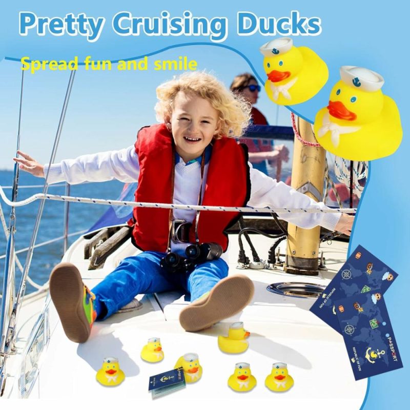 Giocattoli da bagno | 72 Pcs Cruise Ducks Tag Kits – Include 24 Gommoni d’Anatra per Navi da Crociera, 24 Carte Tag d’Anatra da Crociera e 24 Elastici per Nascondere il Gioco di Festa del Carnevale