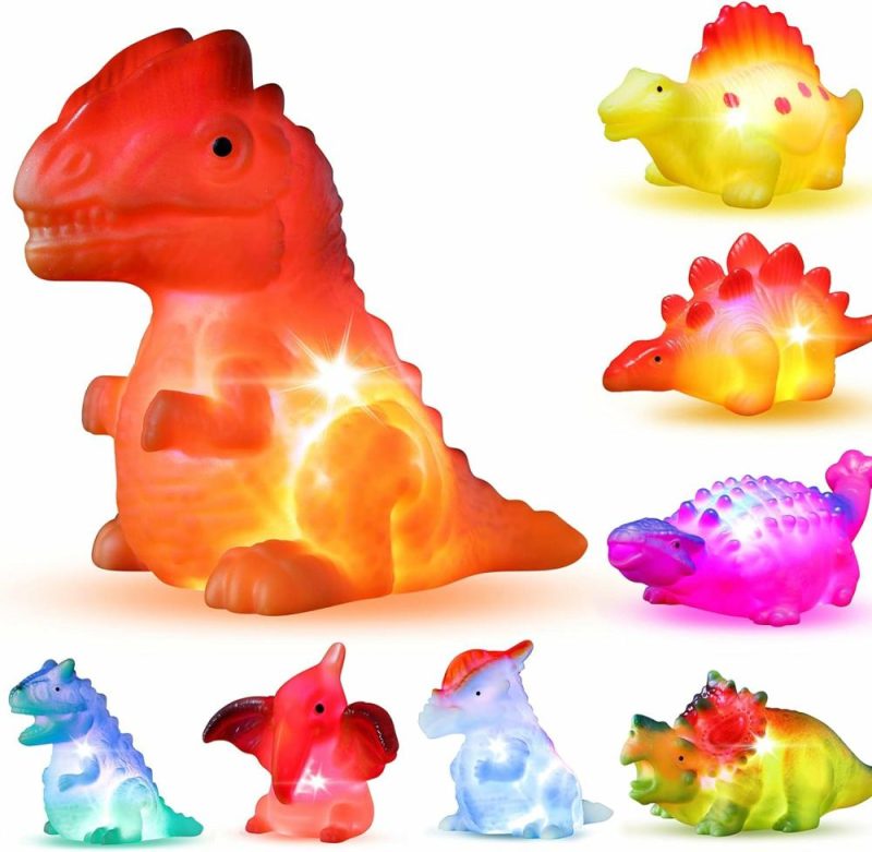 Giocattoli da bagno | 8 Pack Luminoso Gioco da Bagno Dinosauro Senza Buco, Luci a Scintillio e Cambio di Colore nell’Acqua, Gioco da Bagno Flottante per Bambino, Bambina, Bambino, Bambina, Pre-scolare, Natale