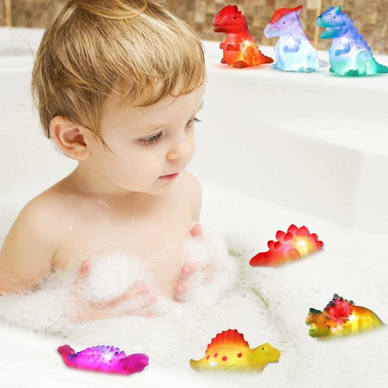 Giocattoli da bagno | 8 Pack Luminoso Gioco da Bagno Dinosauro Senza Buco, Luci a Scintillio e Cambio di Colore nell’Acqua, Gioco da Bagno Flottante per Bambino, Bambina, Bambino, Bambina, Pre-scolare, Natale