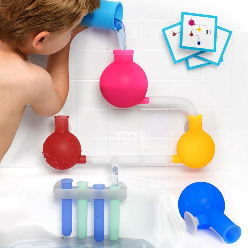 Giocattoli da bagno | Aqualab Giocattoli da Bagno per Bambini 4-8 Anni – Giocattolo da Bagno a Tema Scienza in Silicone con Svuotamento a Muro – Inclusi Becher, Fiale e Tubi da Prova