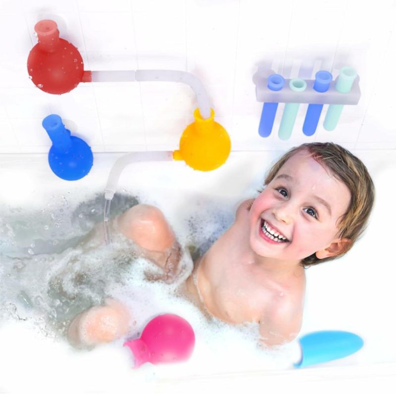 Giocattoli da bagno | Aqualab Giocattoli da Bagno per Bambini 4-8 Anni – Giocattolo da Bagno a Tema Scienza in Silicone con Svuotamento a Muro – Inclusi Becher, Fiale e Tubi da Prova