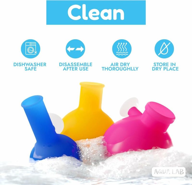 Giocattoli da bagno | Aqualab Giocattoli da Bagno per Bambini 4-8 Anni – Giocattolo da Bagno a Tema Scienza in Silicone con Svuotamento a Muro – Inclusi Becher, Fiale e Tubi da Prova