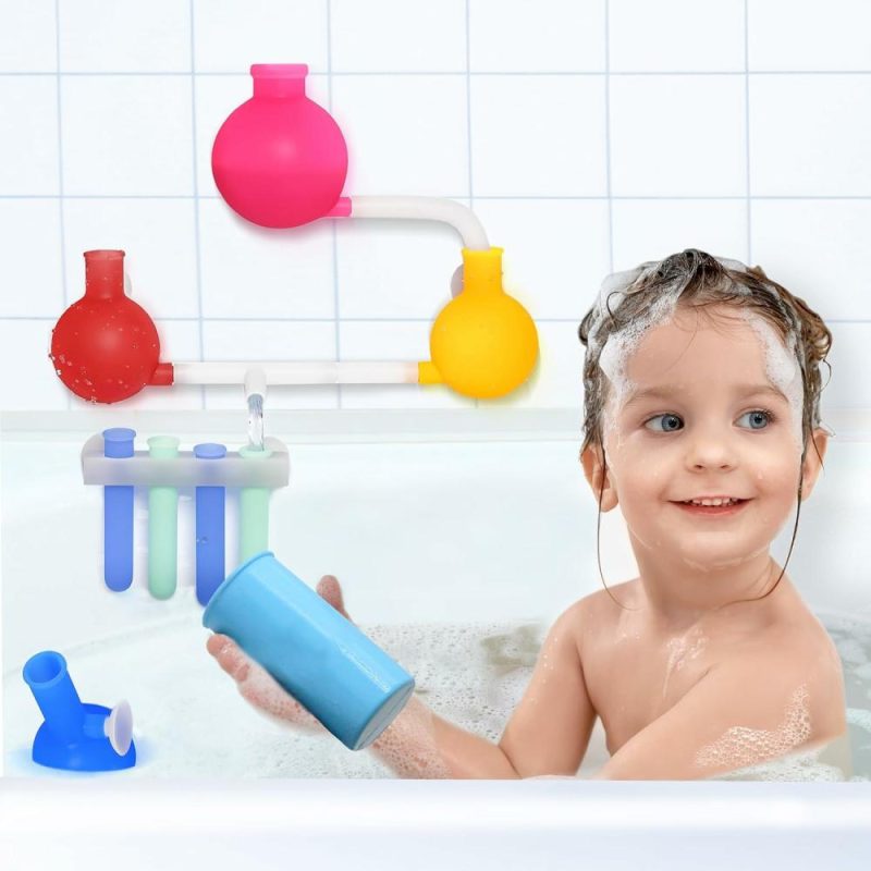 Giocattoli da bagno | Aqualab Giocattoli da Bagno per Bambini 4-8 Anni – Giocattolo da Bagno a Tema Scienza in Silicone con Svuotamento a Muro – Inclusi Becher, Fiale e Tubi da Prova