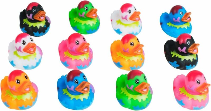 Giocattoli da bagno | Assorted Rubber Ducks – 12 Ducklings 2 Inch In Splat Pattern – Jeep Ducks For Kids Baby Bath Toys Sensory Play Stress Relief Novelty Stocking Stuffers Classroom Prizes Supplies Holidays