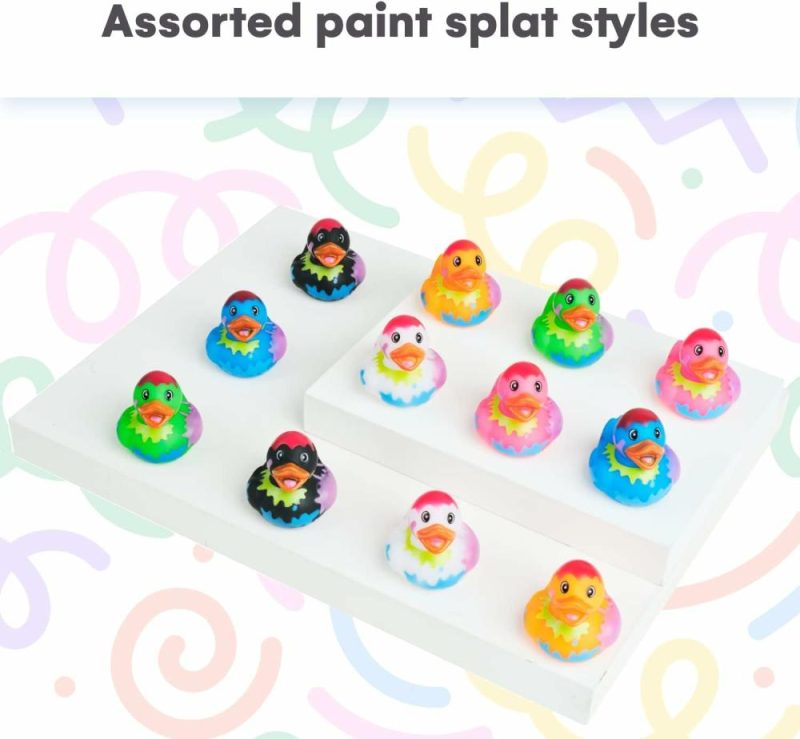 Giocattoli da bagno | Assorted Rubber Ducks – 12 Ducklings 2 Inch In Splat Pattern – Jeep Ducks For Kids Baby Bath Toys Sensory Play Stress Relief Novelty Stocking Stuffers Classroom Prizes Supplies Holidays