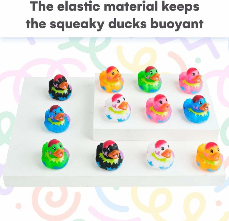 Giocattoli da bagno | Assorted Rubber Ducks – 12 Ducklings 2 Inch In Splat Pattern – Jeep Ducks For Kids Baby Bath Toys Sensory Play Stress Relief Novelty Stocking Stuffers Classroom Prizes Supplies Holidays