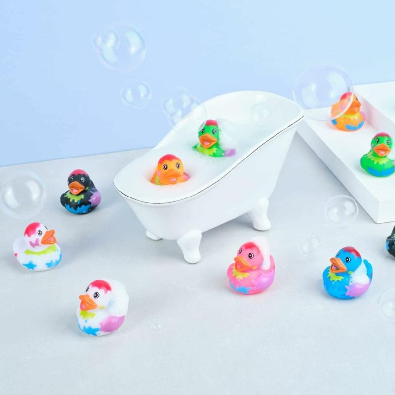 Giocattoli da bagno | Assorted Rubber Ducks – 12 Ducklings 2 Inch In Splat Pattern – Jeep Ducks For Kids Baby Bath Toys Sensory Play Stress Relief Novelty Stocking Stuffers Classroom Prizes Supplies Holidays