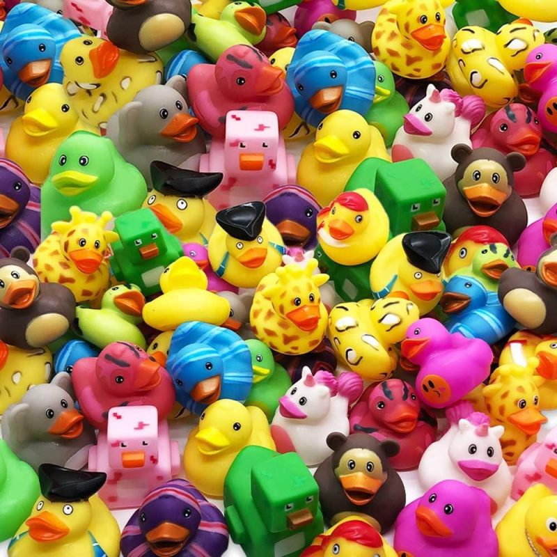 Giocattoli da bagno | Assorted Rubber Ducks Jeep Ducking (100Pack) – Rubber Duckies For Kids Bathtub Pool Toys In 17 Different Designs Fun Carnival & Birthday Party Favors For Boys & Girls – Ducks For Jeeps