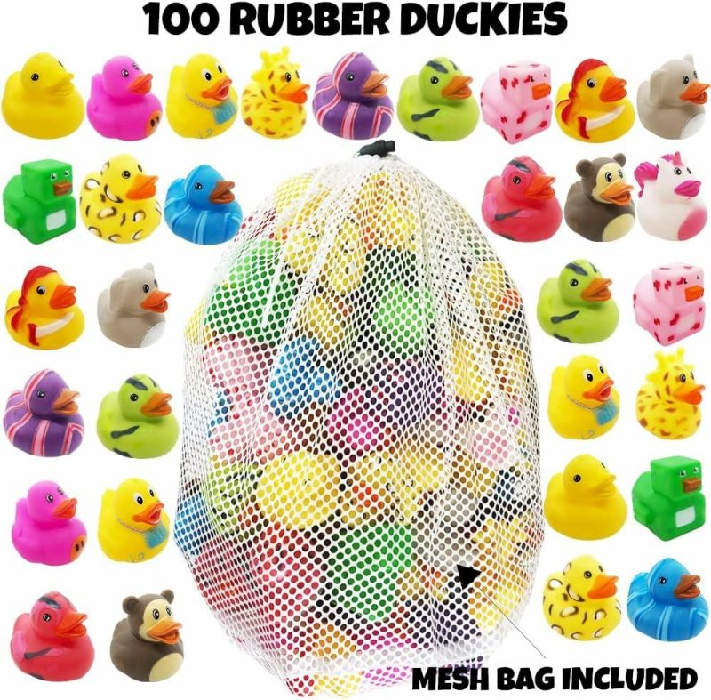 Giocattoli da bagno | Assorted Rubber Ducks Jeep Ducking (100Pack) – Rubber Duckies For Kids Bathtub Pool Toys In 17 Different Designs Fun Carnival & Birthday Party Favors For Boys & Girls – Ducks For Jeeps