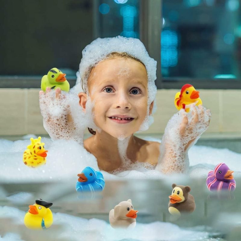 Giocattoli da bagno | Assorted Rubber Ducks Jeep Ducking (100Pack) – Rubber Duckies For Kids Bathtub Pool Toys In 17 Different Designs Fun Carnival & Birthday Party Favors For Boys & Girls – Ducks For Jeeps