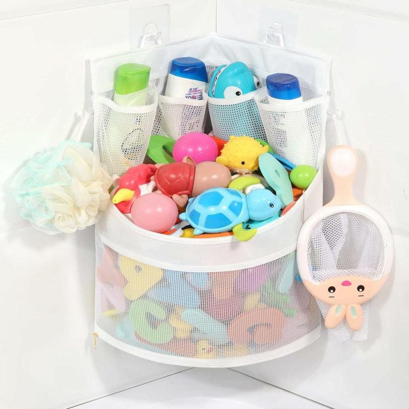 Giocattoli da bagno | Baby Bagno Accessorio per Giocattoli – 17″ X 13″ Maniglia per Giocattoli Bagno Rete Accessorio per Giocattoli Bagno Per Far Secchiare Più Velocemente i Giocattoli Bagno Organizzatore per Giocattoli Bagno per Bambini da 1 a 3 Anni