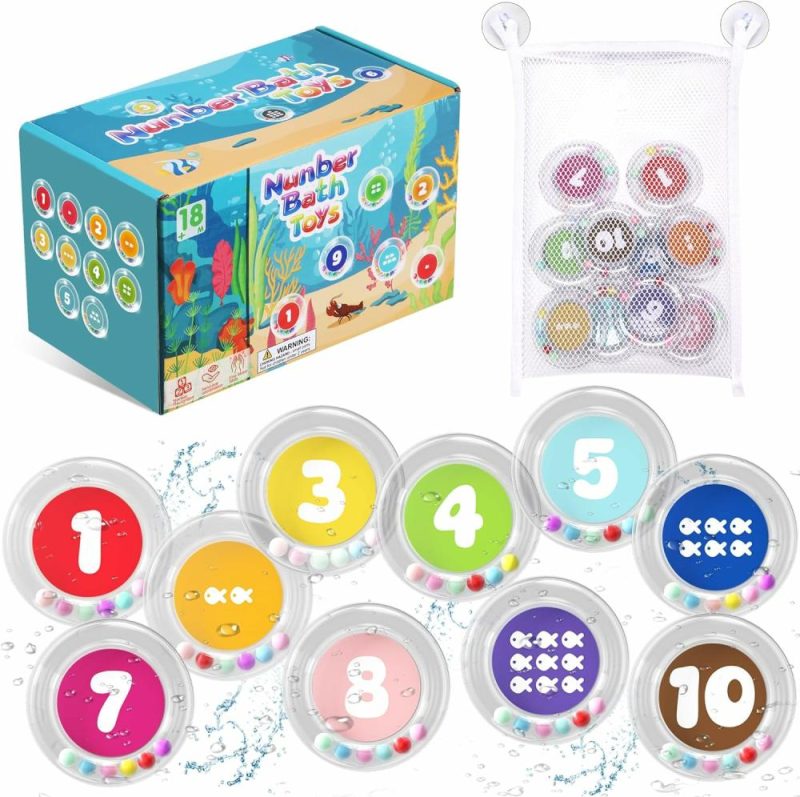 Giocattoli da bagno | Baby Bagno Flottante Giocattoli con Ripiano 10Pcs Giocattoli Bagno Numero Set Senza Mold Giocattoli Piscina Giocattoli Doccia Giocattoli Prescolare per Bambini 1-3 Età Giocattoli Educativi