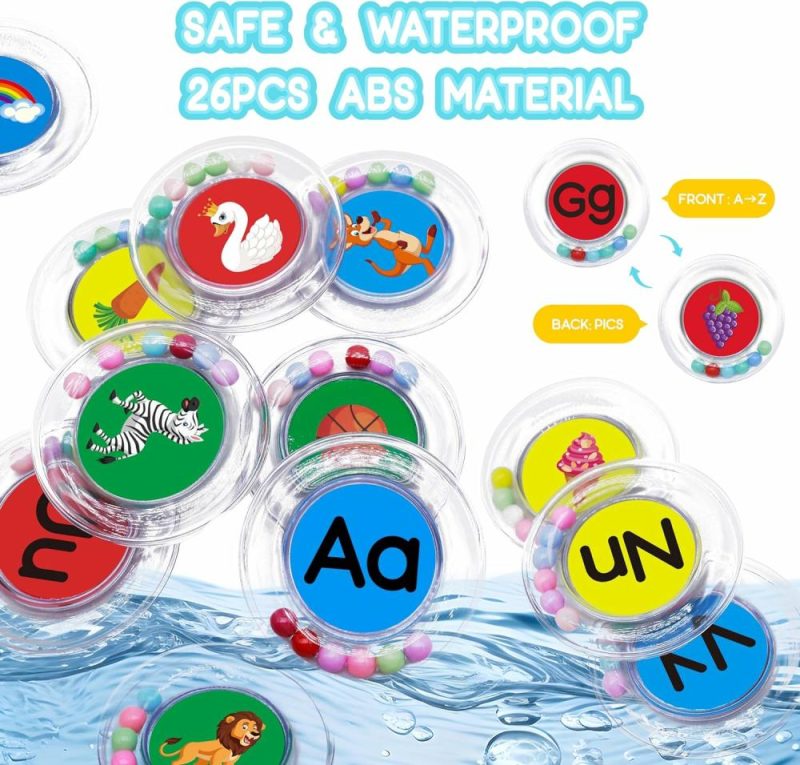 Giocattoli da bagno | Baby Bagno Giocattoli 26Pz Lettere dell’Alfabeto  Senza Silicone Giocattoli Flottanti per Bagno da Vasca Piscina Set con Borsa a Rete per Bambini Bambini di 2 3 4 5 – Regali Educativi Pre-School Abc