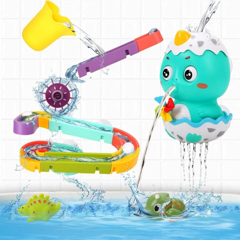 Giocattoli da bagno | Baby Bagno Giocattoli Bambini 3-4-8, Set di Gioco Acquatico a Multi-Pista per Bagnetto, Giocattolo di Costruzione a Forma di Dino da Bagno per Bambini, Regalo di Compleanno per Bambini Maschi e Femmine, Tempo del Bagno – Educativo e Sicuro