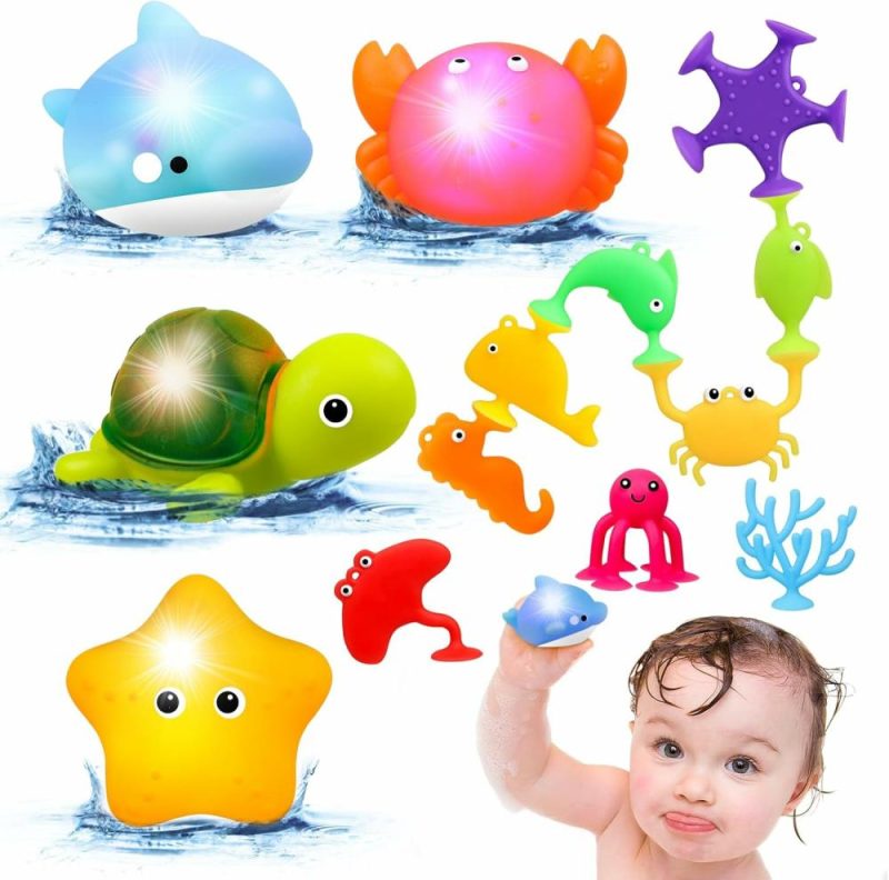 Giocattoli da bagno | Baby Bagno Giocattoli per Bambini 1-3 Anni, Silicone Senza Muffa Cuscino di Sospensione Giocattoli per Bambini 2-4 Anni, Animali Marini Luci Accensione Bagno Sensibile Giocattoli Senza Foro per Bambini 6-12 Mesi, Regali Giocattoli Flottanti di Balena per Bambini Ragazzi Ragazze