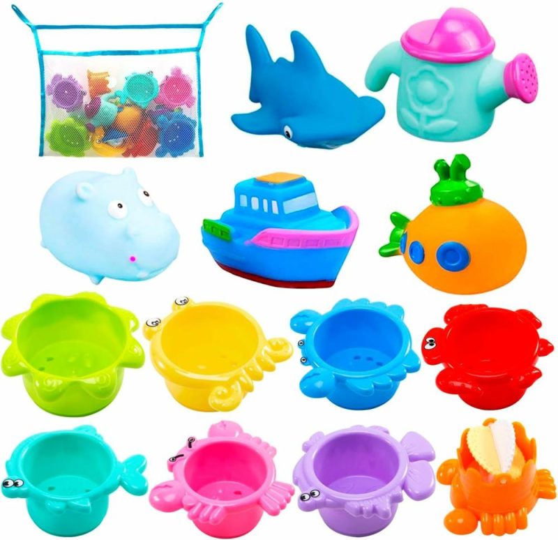 Giocattoli da bagno | Baby Bagno Giocattoli Per Tavola dell’Acqua  Giocattoli per Bagnetto Senza Molda per Bambini con Tazze da Stacking  Organizzatore Rapido Rete  13 Pz Giocattoli per Tavola dell’Acqua per Bambini Bagnetto Gioco  Festa in Spiaggia e Piscina