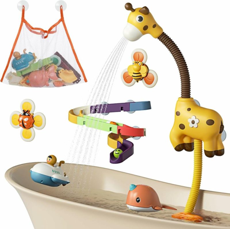 Giocattoli da bagno | Baby Bagno Gioco, Gioco per la Vasca da Bagno con Testa di Giraffa, Gioco a Ventosa Rotante, Gioco a Piatto, Gioco a Catena, Rubinetto Spruzzante e Pompa d’Acqua, Accessori Estivi Obbligatori per Bambini, Bambini e Neonati