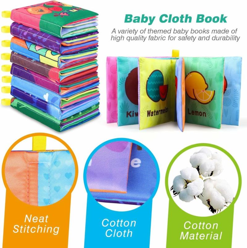 Giocattoli da bagno | Baby Bath Books – Tovaglioli per Bagnetto Senza Toxicità – Giocattoli Educativi per Bambini – Libri Impermeabili per Bambini – Giocattoli di Bagno Ideali per Neonati – Regali per il Compleanno dei Bambini (Confezione da 8)