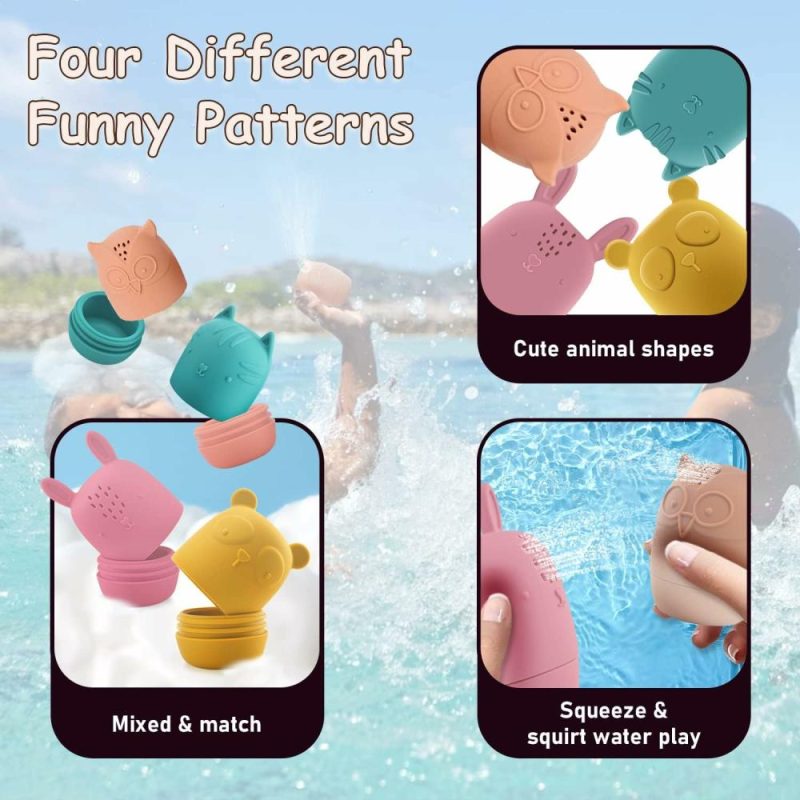 Giocattoli da bagno | Baby Bath Toys 4Packs Senza Mold Bath Toys Silicone Bath Toys Per Bambini 1-3 Bath Toys Senza毒性 Lavabile in Lavastoviglie Bathtub Toys Per Neonati