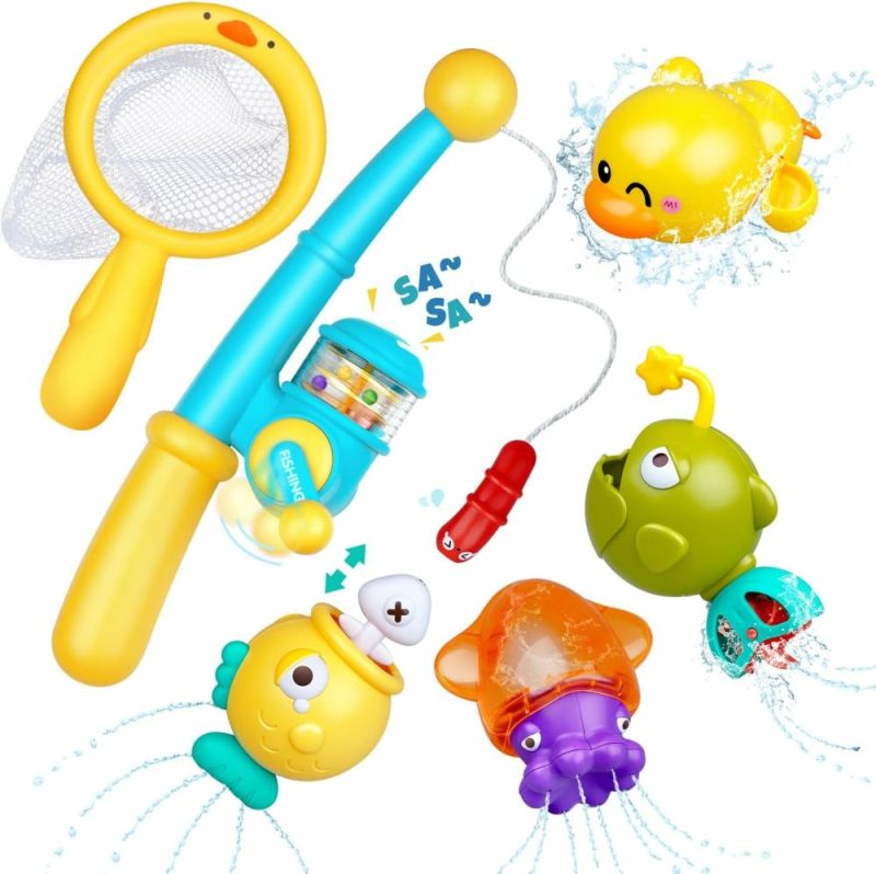 Giocattoli da bagno | Baby Bath Toys For Kids Ages 1-3 – Giocattoli da Bagno Magnetici per il Pesca con Giocattoli a Bilico e Rete da Pesca, Bastone da Pesca e Giocattoli da Piscina per Bambini 1-3 Anni