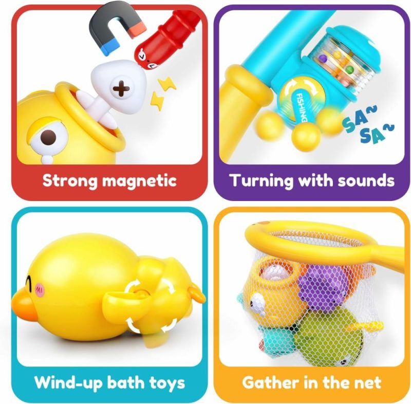 Giocattoli da bagno | Baby Bath Toys For Kids Ages 1-3 – Giocattoli da Bagno Magnetici per il Pesca con Giocattoli a Bilico e Rete da Pesca, Bastone da Pesca e Giocattoli da Piscina per Bambini 1-3 Anni